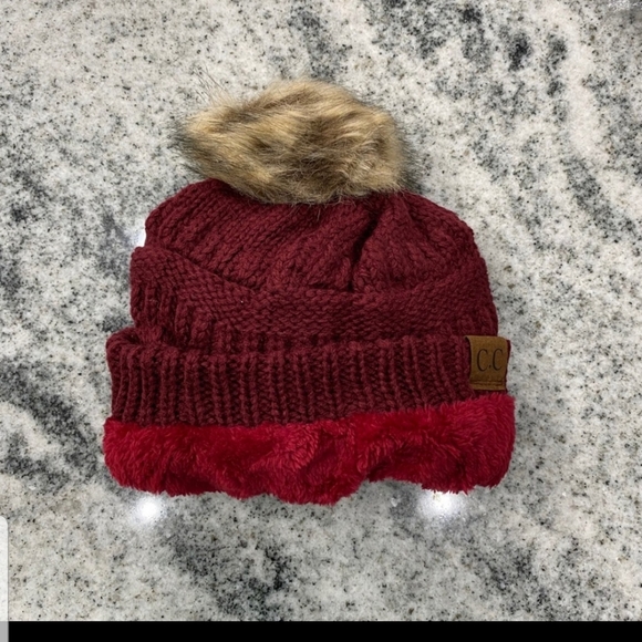 Burgundy Pom Beanie - Picture 3 of 3
